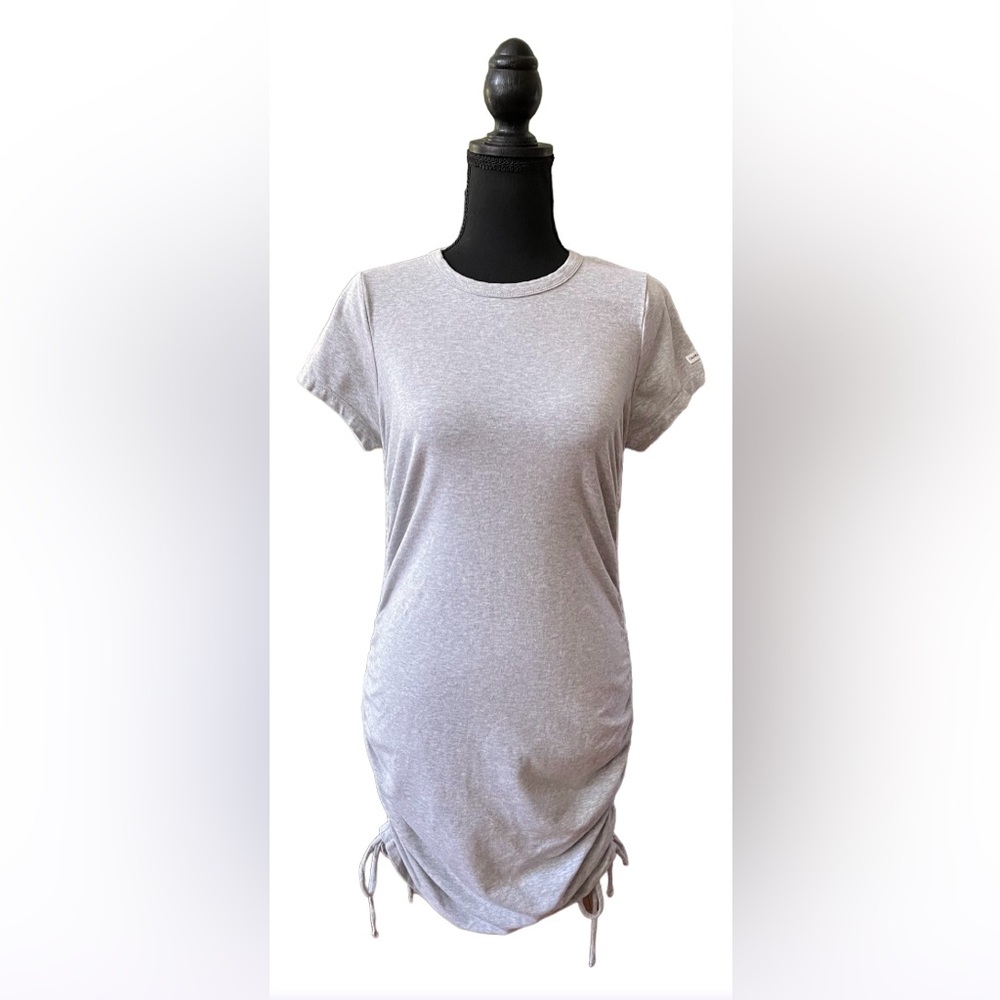 Calvin Klein: Gray Brushed Sporty Dress with Drawstring Sides